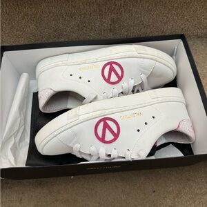Valentino White Sneakers with Pink and Gold Accents